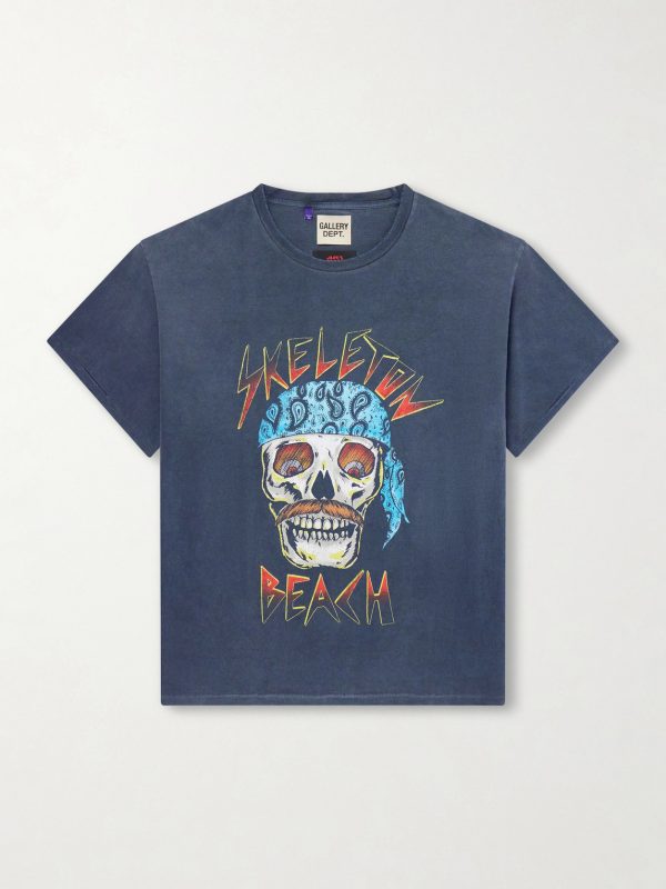 Skeleton Beach Distressed Printed Cotton T-Shirt Skeleton Beach Distressed Printed Cotton T-Shirt