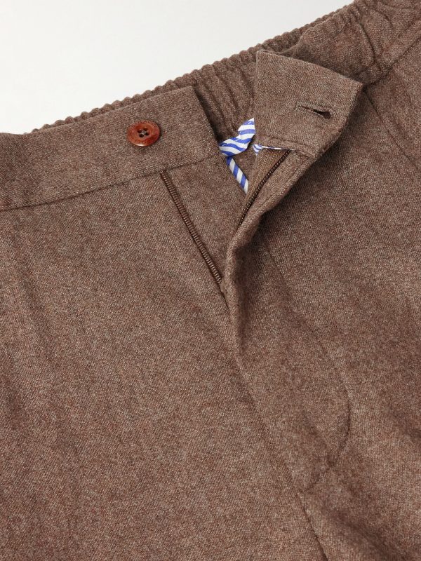 Leisure Straight-Leg Pleated Wool-Flannel Trousers - E1