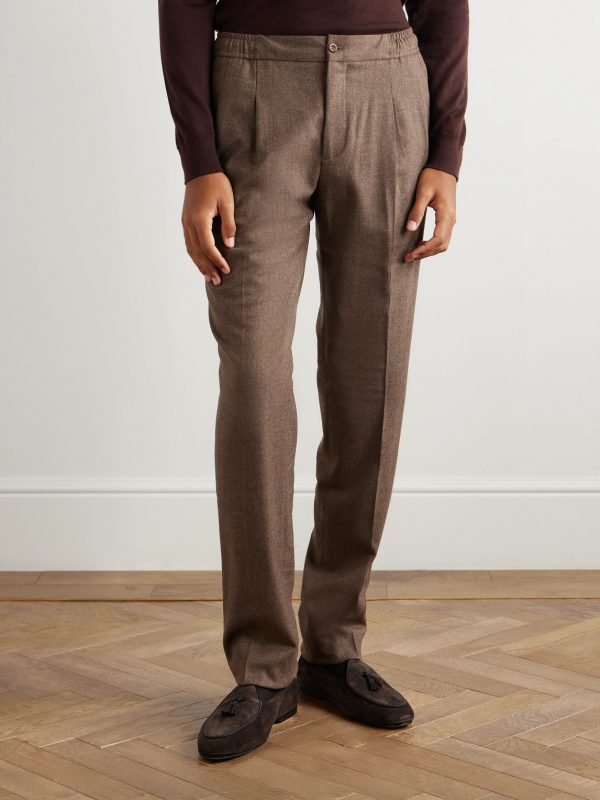 Leisure Straight-Leg Pleated Wool-Flannel Trousers - FR
