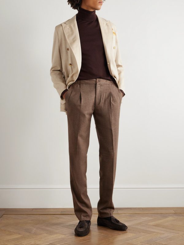 Leisure Straight-Leg Pleated Wool-Flannel Trousers - OU