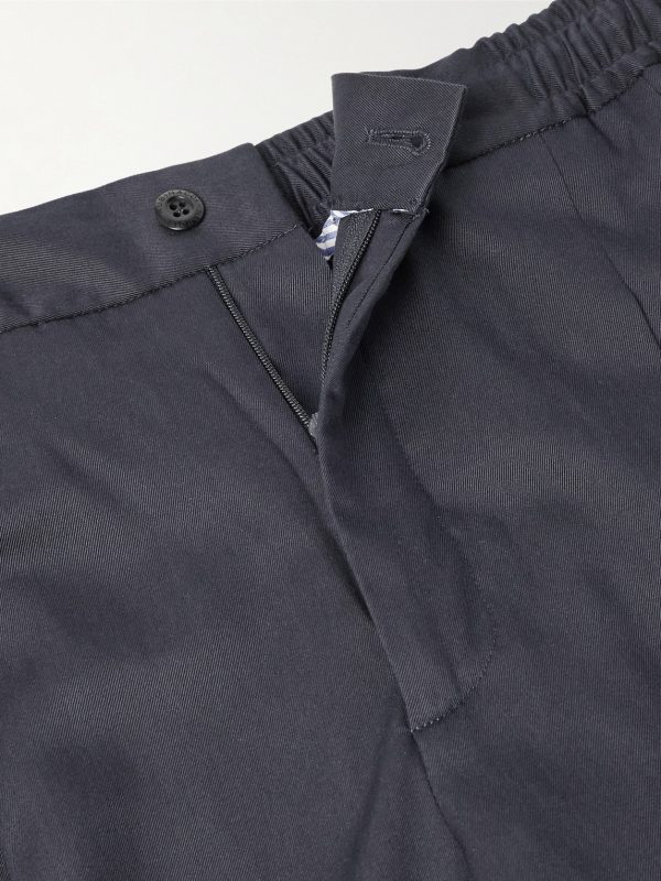 Leisure Straight-Leg Pleated Silk-Twill Trousers - E1