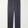 Leisure Straight-Leg Pleated Silk-Twill Trousers
