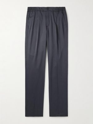 Leisure Straight-Leg Pleated Silk-Twill Trousers