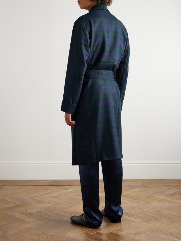 Belted Striped Wool and Cashmere-Blend Robe - BK