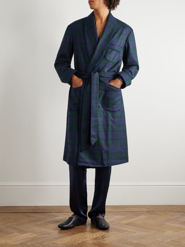 Belted Striped Wool and Cashmere-Blend Robe - FR