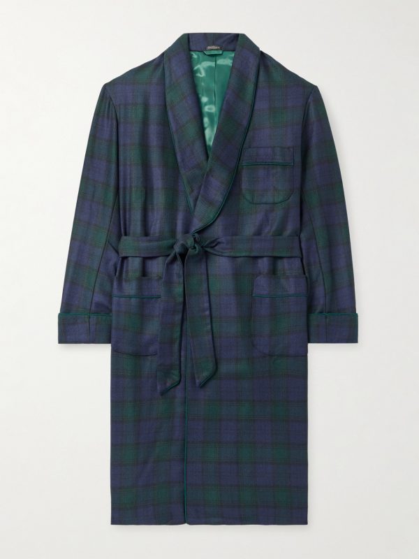 Belted Striped Wool and Cashmere-Blend Robe