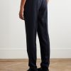 Leisure Straight-Leg Pleated Wool-Flannel Trousers - BK
