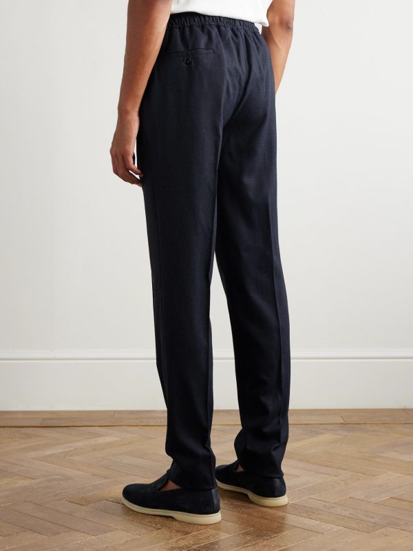 Leisure Straight-Leg Pleated Wool-Flannel Trousers - BK