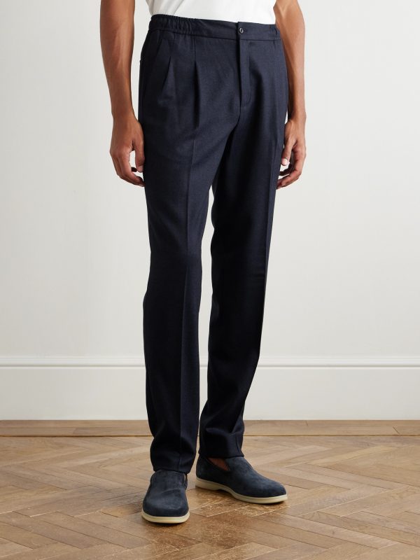 Leisure Straight-Leg Pleated Wool-Flannel Trousers - FR