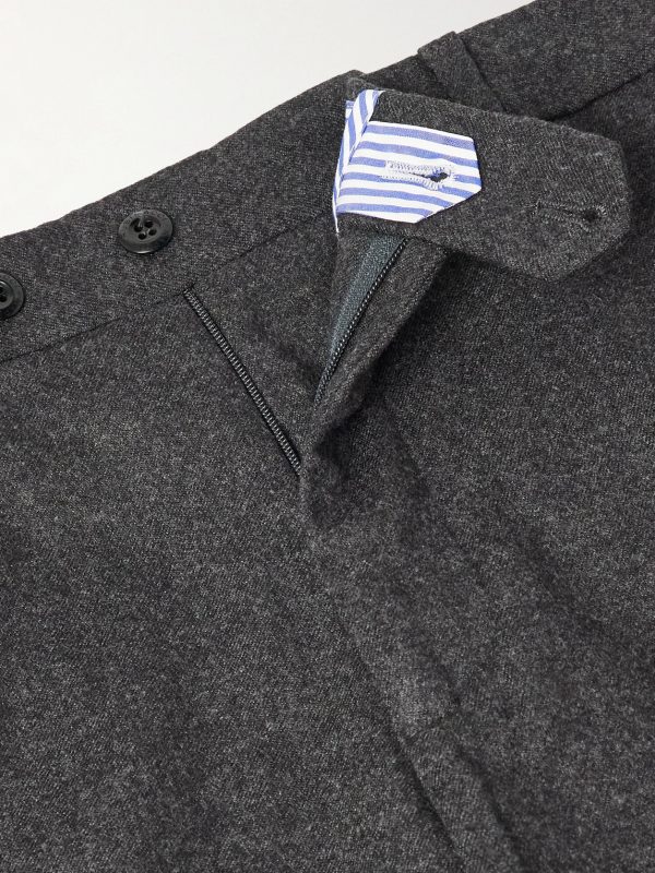 Luca Slim-Fit Tapered Wool-Flannel Trousers - E1 Luca Slim-Fit Tapered Wool-Flannel Trousers - E1