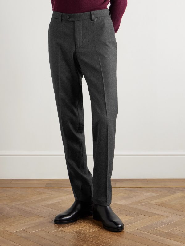 Luca Slim-Fit Tapered Wool-Flannel Trousers - FR Luca Slim-Fit Tapered Wool-Flannel Trousers - FR