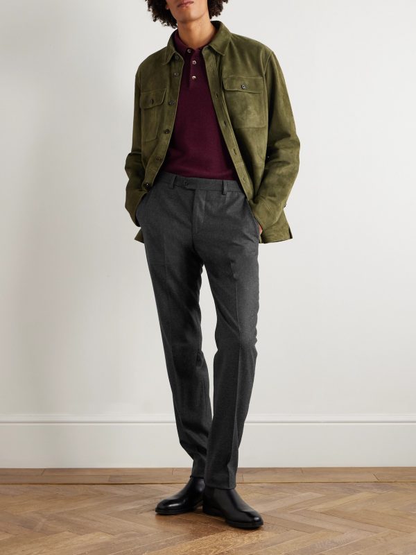 Luca Slim-Fit Tapered Wool-Flannel Trousers - OU Luca Slim-Fit Tapered Wool-Flannel Trousers - OU