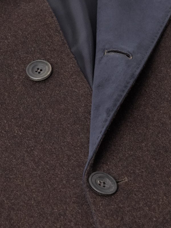 Suede-Trimmed Brushed Cashmere Coat - CU Suede-Trimmed Brushed Cashmere Coat - CU