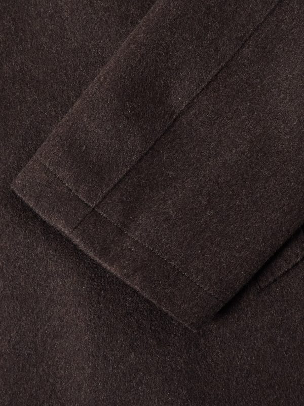 Suede-Trimmed Brushed Cashmere Coat - E1 Suede-Trimmed Brushed Cashmere Coat - E1