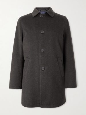 Suede-Trimmed Brushed Cashmere Coat Suede-Trimmed Brushed Cashmere Coat