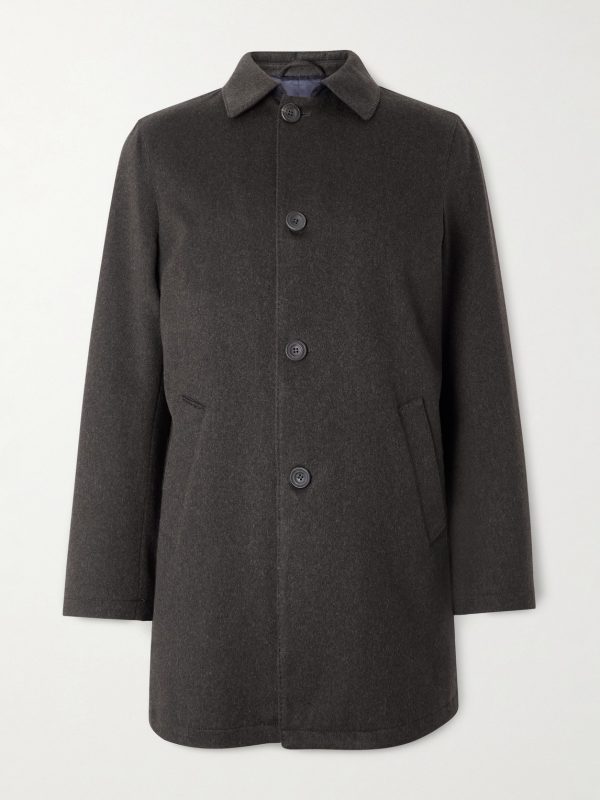 Suede-Trimmed Brushed Cashmere Coat Suede-Trimmed Brushed Cashmere Coat