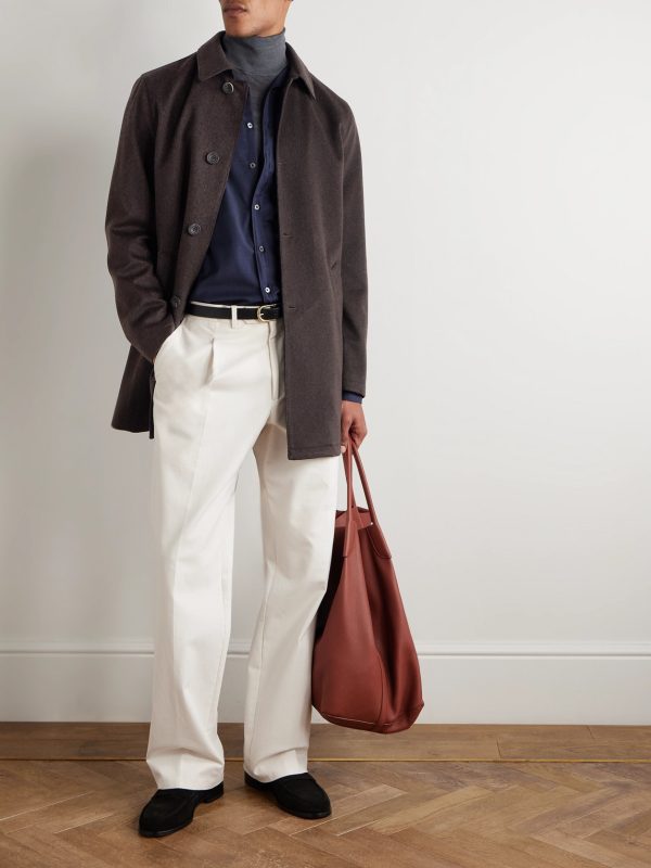 Suede-Trimmed Brushed Cashmere Coat - OU Suede-Trimmed Brushed Cashmere Coat - OU