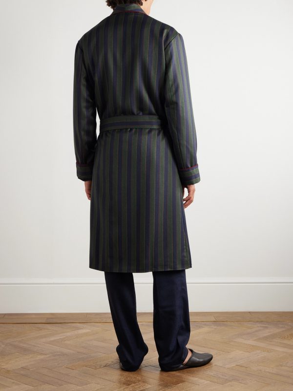 Belted Striped Wool-Twill Robe - BK