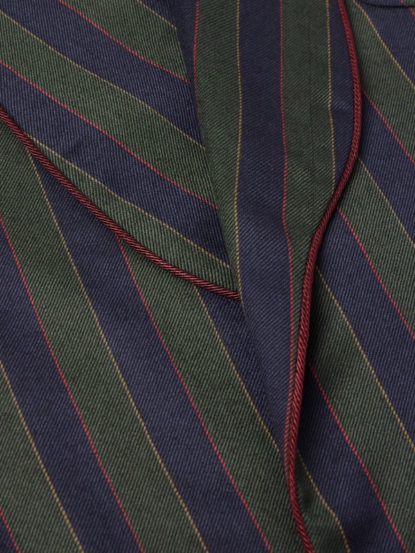 Belted Striped Wool-Twill Robe - CU