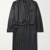 Belted Striped Wool-Twill Robe