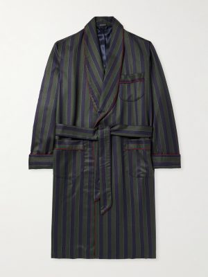 Belted Striped Wool-Twill Robe Belted Striped Wool-Twill Robe
