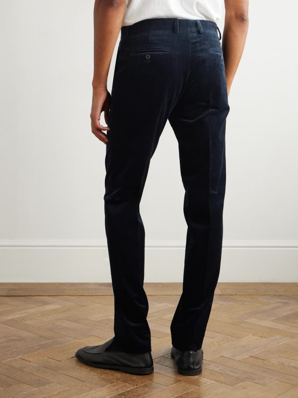 Straight-Leg Cotton-Corduroy Trousers - BK Straight-Leg Cotton-Corduroy Trousers - BK