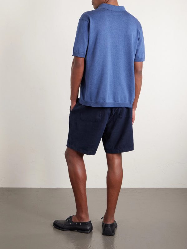 Straight-Leg Garment-Dyed Linen Drawstring Bermuda Shorts - BK
