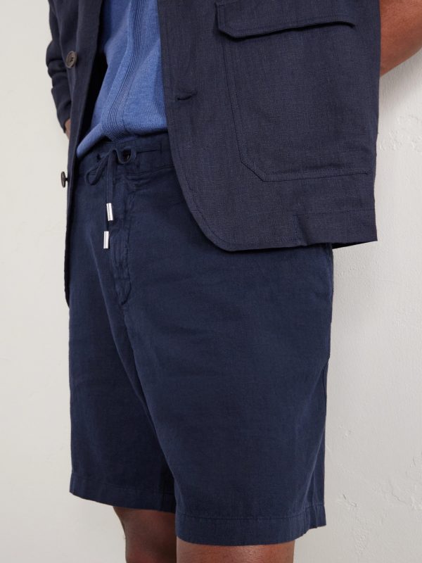 Straight-Leg Garment-Dyed Linen Drawstring Bermuda Shorts - CU