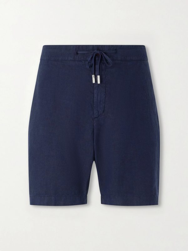 Straight-Leg Garment-Dyed Linen Drawstring Bermuda Shorts
