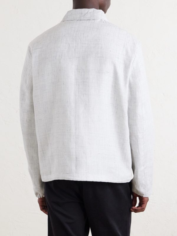 Checked Linen Blouson Jacket - BK