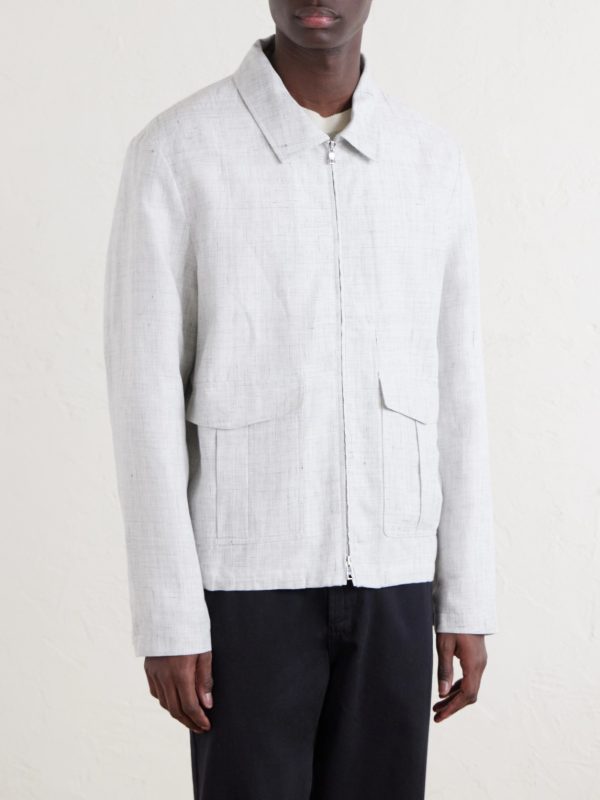 Checked Linen Blouson Jacket - FR