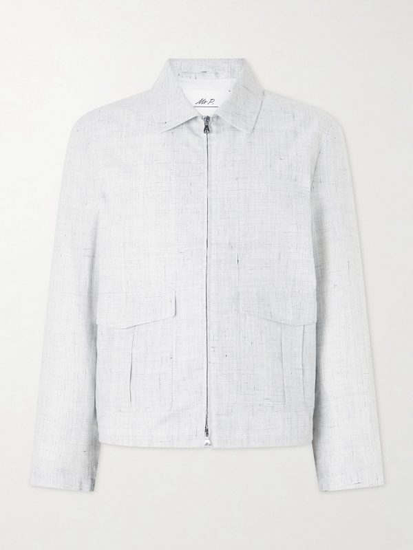 Checked Linen Blouson Jacket