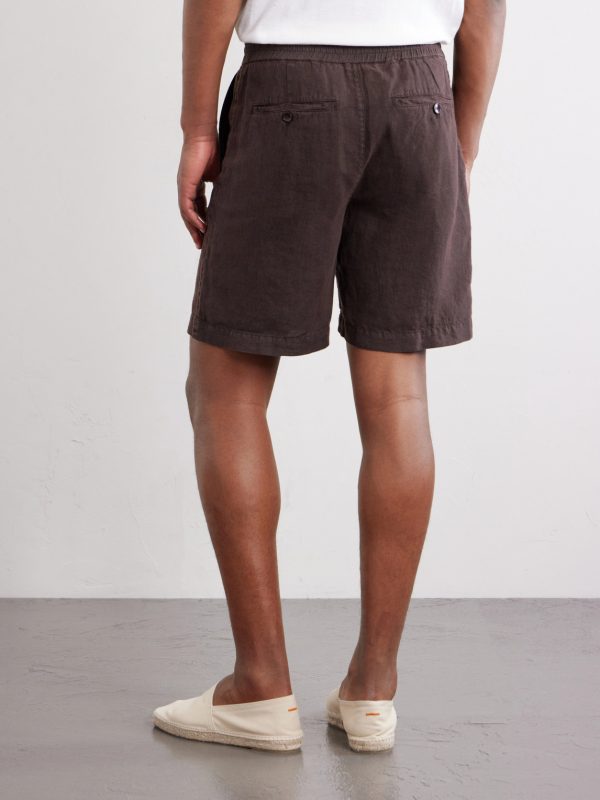 Straight-Leg Linen Shorts - BK Straight-Leg Linen Shorts - BK
