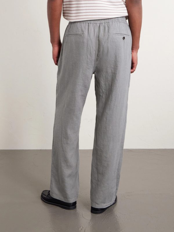 Edward Straight-Leg Garment-Dyed Linen Drawstring Trousers - BK Edward Straight-Leg Garment-Dyed Linen Drawstring Trousers - BK