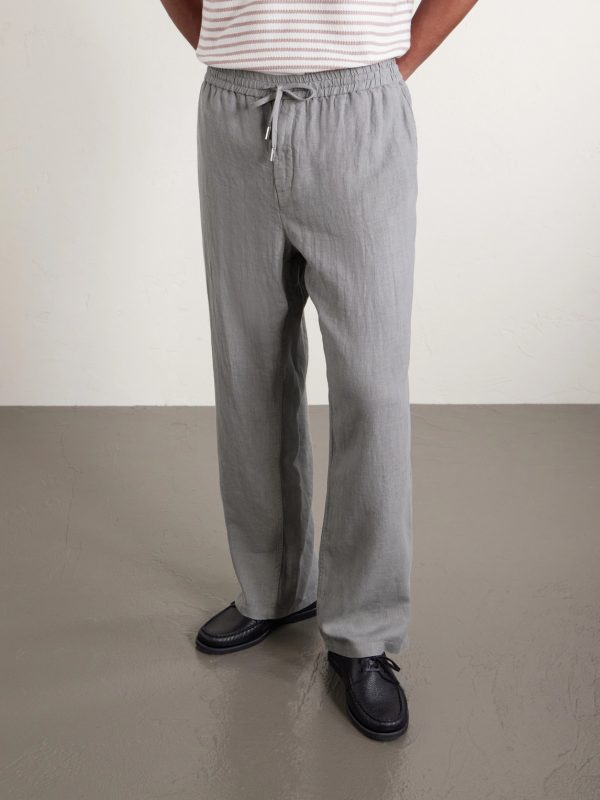 Edward Straight-Leg Garment-Dyed Linen Drawstring Trousers - FR Edward Straight-Leg Garment-Dyed Linen Drawstring Trousers - FR