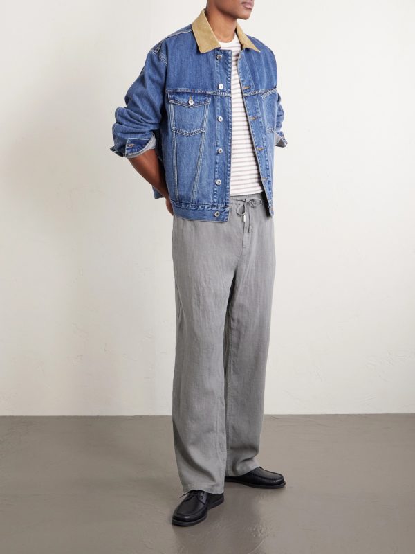Edward Straight-Leg Garment-Dyed Linen Drawstring Trousers - OU Edward Straight-Leg Garment-Dyed Linen Drawstring Trousers - OU