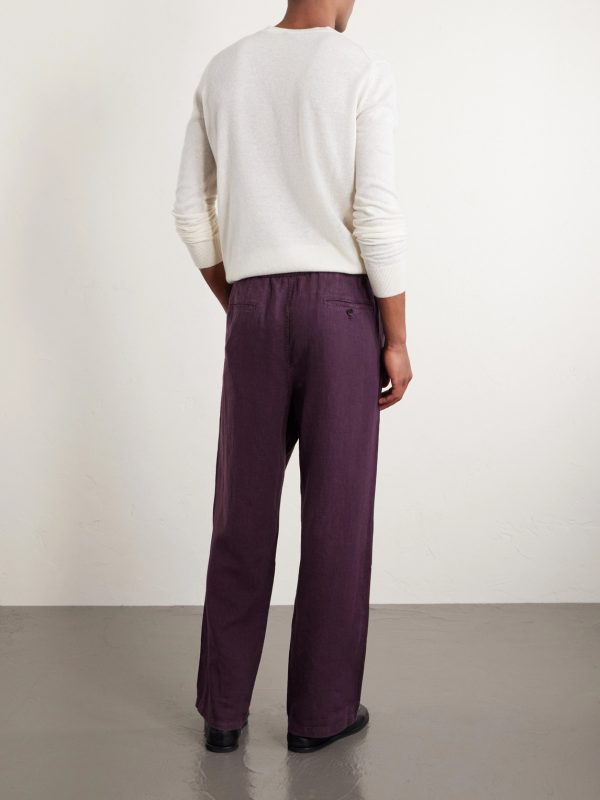 Edward Straight-Leg Garment-Dyed Linen Drawstring Trousers - BK Edward Straight-Leg Garment-Dyed Linen Drawstring Trousers - BK