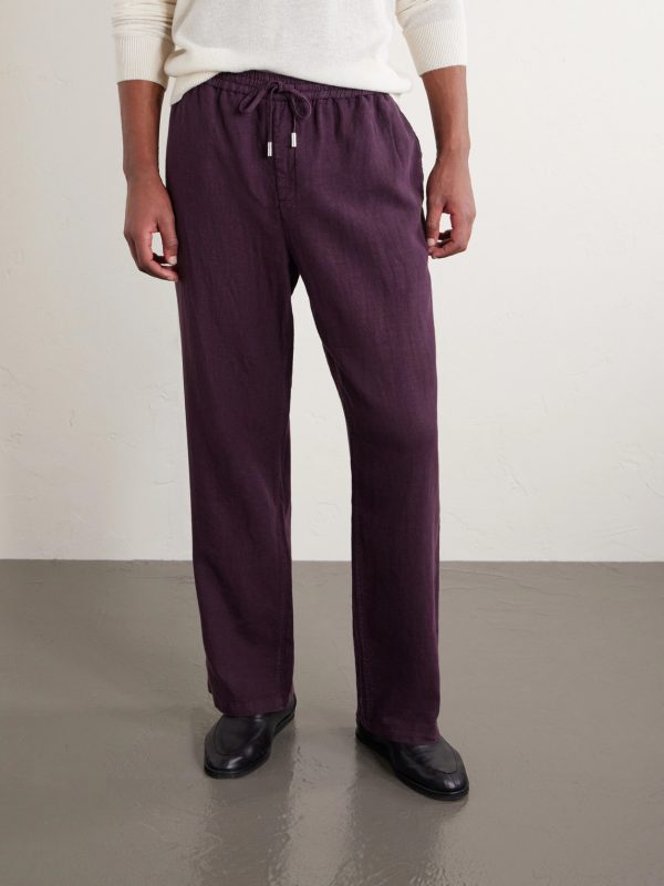 Edward Straight-Leg Garment-Dyed Linen Drawstring Trousers - FR Edward Straight-Leg Garment-Dyed Linen Drawstring Trousers - FR