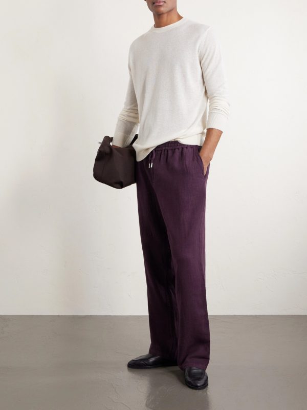 Edward Straight-Leg Garment-Dyed Linen Drawstring Trousers - OU Edward Straight-Leg Garment-Dyed Linen Drawstring Trousers - OU