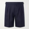 Straight-Leg Pleated Linen Bermuda Shorts Straight-Leg Pleated Linen Bermuda Shorts