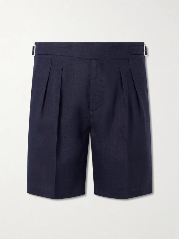 Straight-Leg Pleated Linen Bermuda Shorts Straight-Leg Pleated Linen Bermuda Shorts