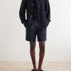 Straight-Leg Pleated Linen Bermuda Shorts - OU Straight-Leg Pleated Linen Bermuda Shorts - OU