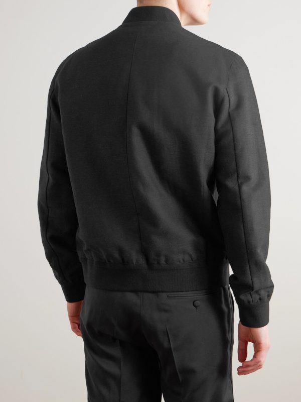 Linen and Cotton-Blend Bomber Jacket - BK Linen and Cotton-Blend Bomber Jacket - BK