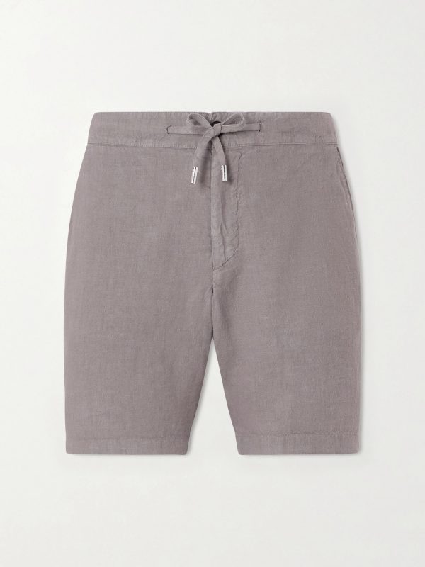 Straight-Leg Garment-Dyed Linen Drawstring Bermuda Shorts