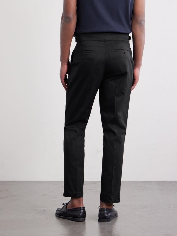 Steve Tapered Pleated Cotton Trousers - BK
