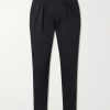 Steve Tapered Pleated Cotton Trousers