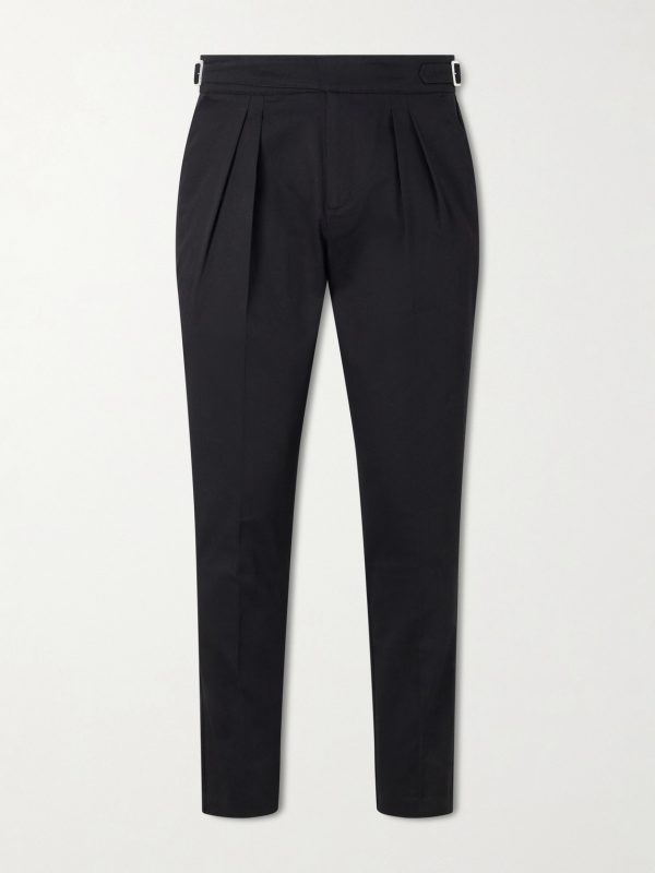 Steve Tapered Pleated Cotton Trousers