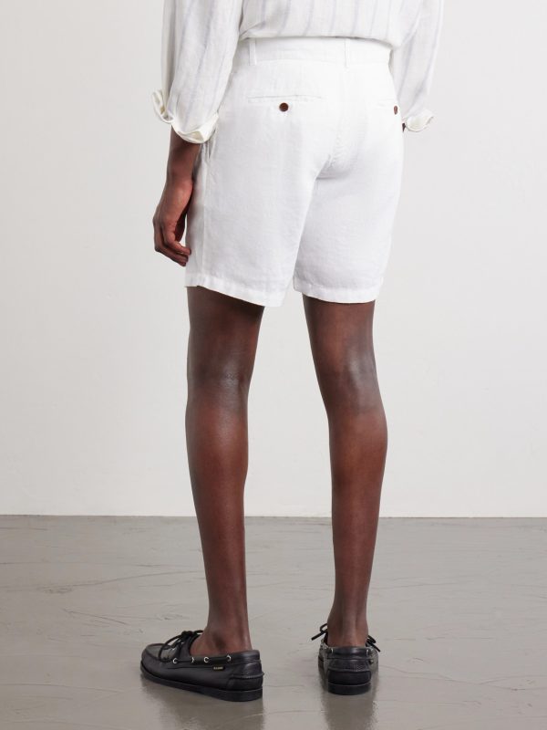 Straight-Leg Pleated Linen Shorts - BK