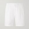Straight-Leg Pleated Linen Shorts