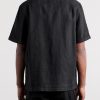 Convertible-Collar Garment-Dyed Linen Shirt - BK